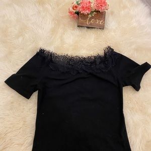 Short sleeve off the shoulder top lace detail